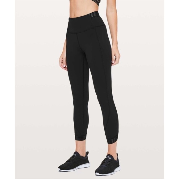 Lululemon Find Focus 7/8 Leggings 25” Inseam Black Mesh Details Size 8 Women’s - Picture 1 of 10